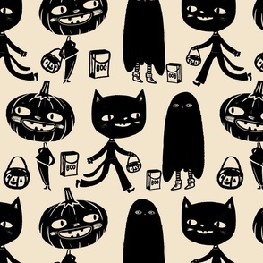 Trick-or- Treaters Cream Background