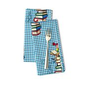 Reading to Dog l Blue Gingham l Dogs' Teacher Girl l Educational Textile