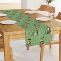 Reading to Dog l Green Gingham l Dogs' Teacher Girl l Educational Textile