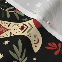 Western Christmas Boots Moon Pattern Festive Stars Pine Branches