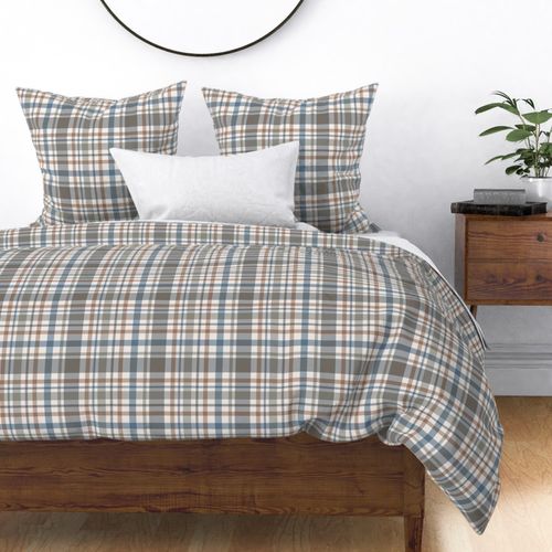 Brown Blue Gray Plaid Custom