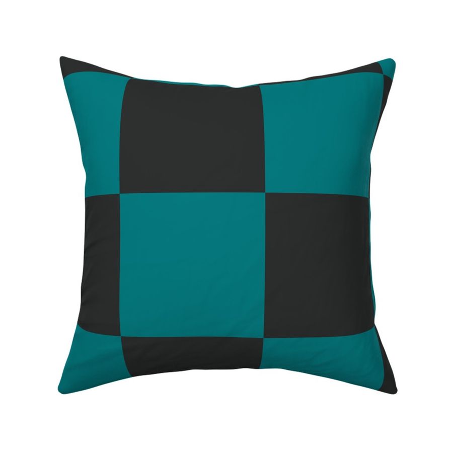 Dark teal green and charcoal black retro 90's checkerboard check L