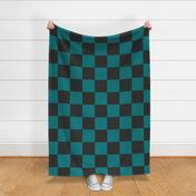 Dark teal green and charcoal black retro 90's checkerboard check L