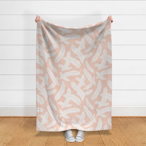 Falling Feathers- Timeless Nursery Walls-white pink/pale pink "Koral Kicks"