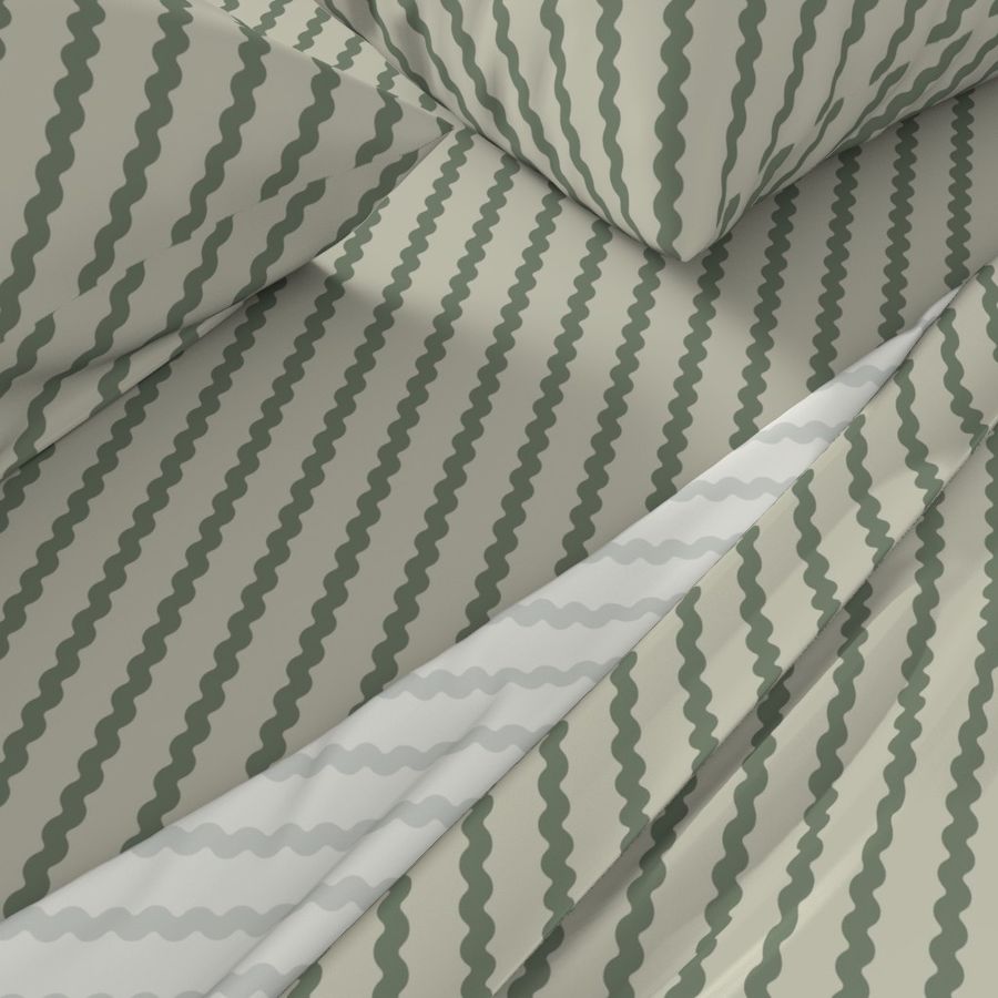 Mini Squiggle Diagonal Preppy Scallop Wavy Stripe Paris Chic Christmas Sage