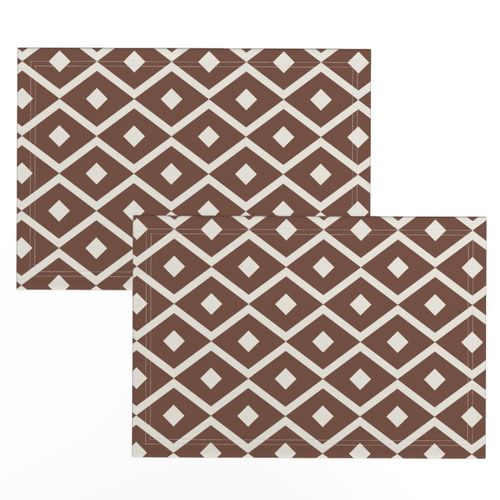 Saddle Leather Brown and Glacier White Fish Eyed Diamond Scales -Scandi