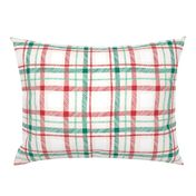 Hand drawn Christmas Tartan red and green plaid-cream