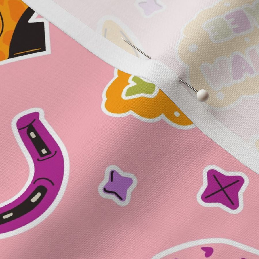 Playful Cowboy Icons on Pink