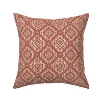 (S) Boho Southwestern Geo - Earthy - Rusty Terracotta Brown and White