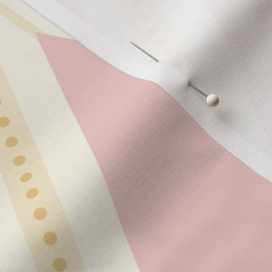 Large vertical pastel pink and soft light cream harlequin argyle diamonds