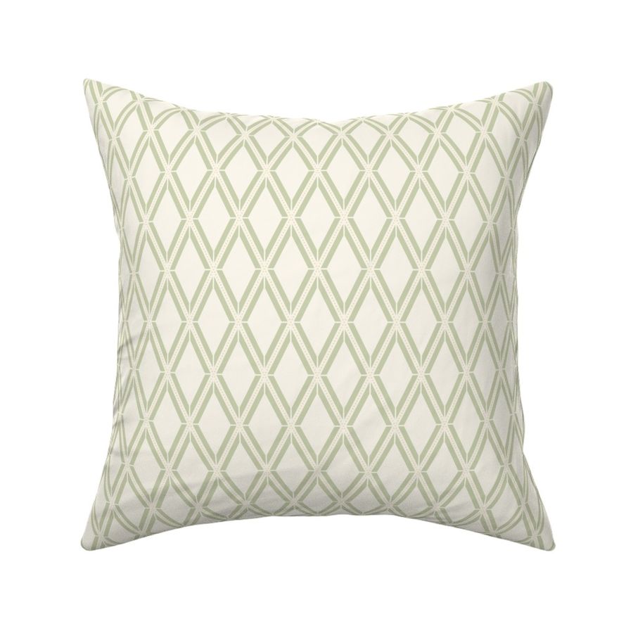 Small vertical soft light cream and pastel green harlequin argyle diamonds