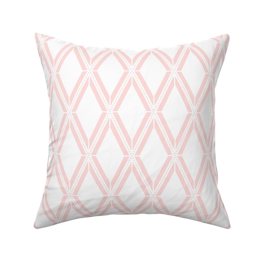 Medium vertical white and pastel baby powder pink harlequin argyle diamonds