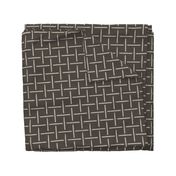 Brown Japandi Modern Brush Strokes Linen Texture Check Weave Grid Geometric