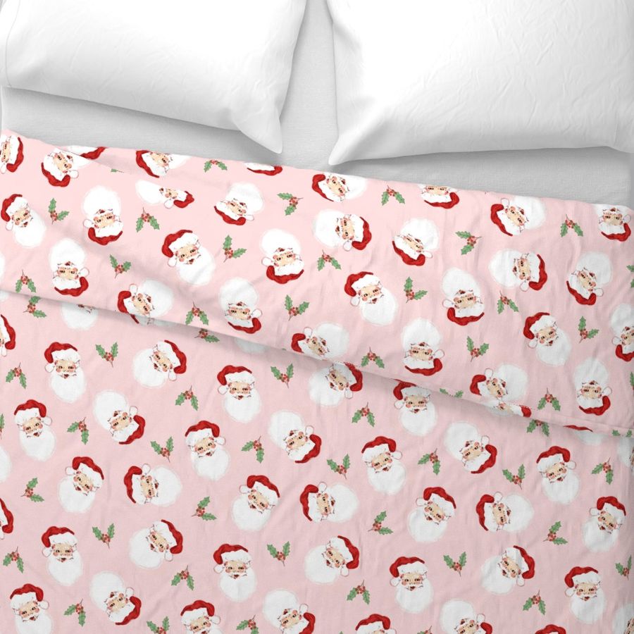 Retro Santa Holly Jolly Christmas toss Pink