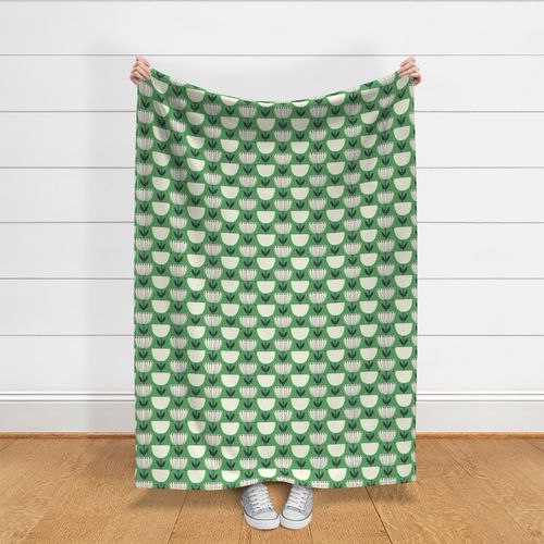 (medium) Scandi Bird Flowers - Green