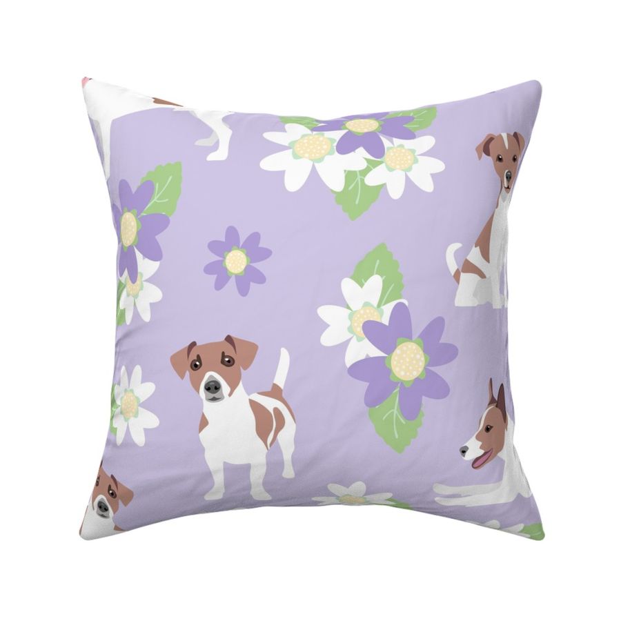 little jack russell terrier dogs canine puppy garden floral 6 inch lavender