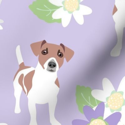 little jack russell terrier dogs canine puppy garden floral 6 inch lavender