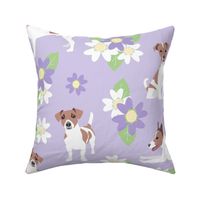 little jack russell terrier dogs canine puppy garden floral 6 inch lavender