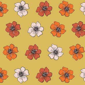 Retro Florals - Mustard