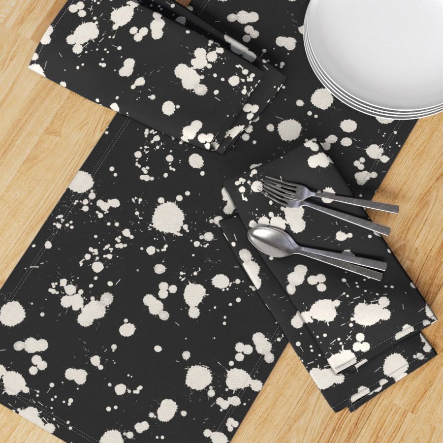 Dopamine Decor Paint Splatter 90s Glam Grunge Industrial in Ivory & Black