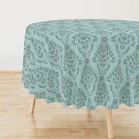 Cabincore rustic deer woodland leaves textured - pastel cyan gray - L