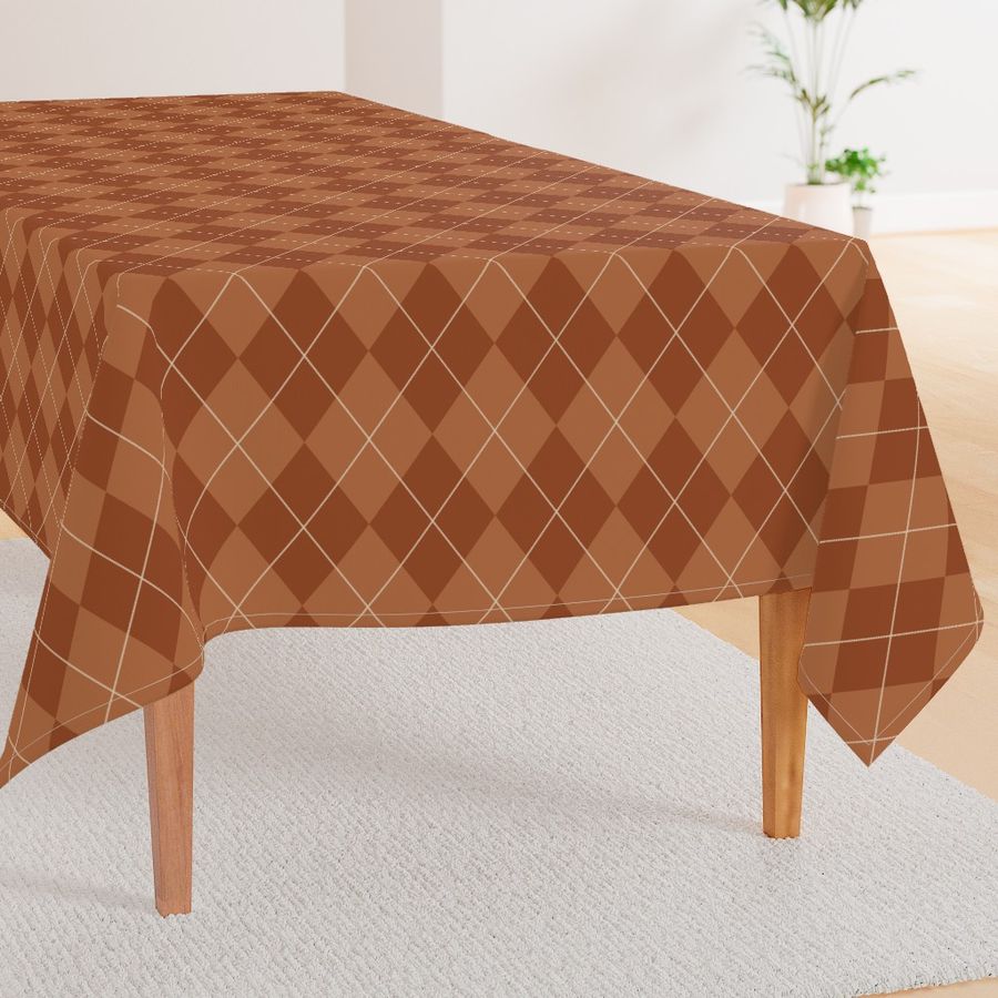 Jumbo Argyle Classic Diamond Shape - Geometric - Warm Autumn Brown - 24"