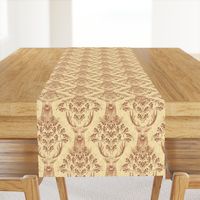 Happy deer damask wilderness leaf textured cabin - cherry red yellow - M