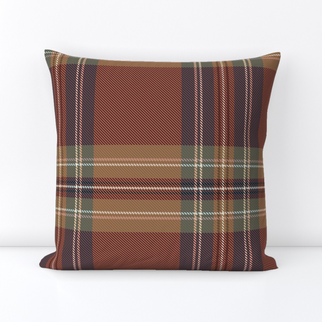 Twill Weave Traditional Plaid Large Checks Earthy Warm - Mocha Mousse