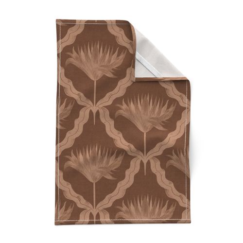 Diamond Dahlia / Dramatic Glamour Art Deco Antique Floral / Reddish Brown