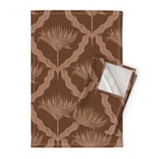 Diamond Dahlia / Dramatic Glamour Art Deco Antique Floral / Reddish Brown