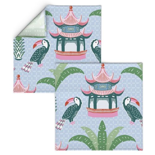 Toucan Pagoda - Blue Pink Green - Large