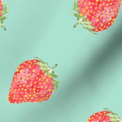 Strawberries - Light Teal