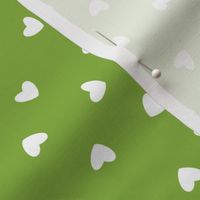 Saint Patricks Day Hearts Tossed White On Green shade 4