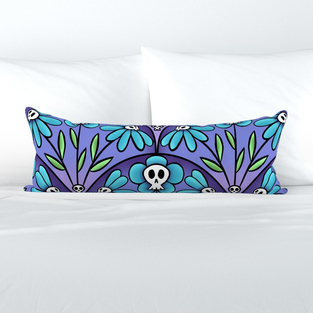 Big Bold Skull Flower Purple and Blue