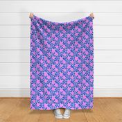 Medium Matisse modern block printed daisy flower - Electric blue hot pink