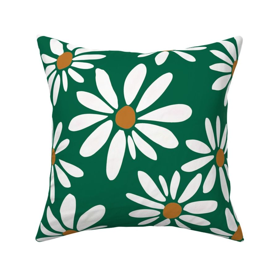 Green Daisy Retro Daisy Floral 70s 60s Green And White Daisies Boho