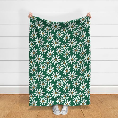 Green Daisy Retro Daisy Floral 70s 60s Green And White Daisies Boho