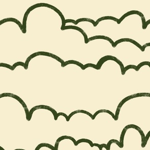 Clouds - Green On Cream