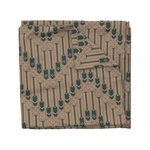 Paddle Wave Cheater Quilt Minimalism - Canoe Paddles Suntan Lakehouse Green