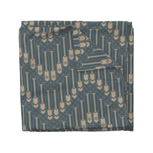 Paddle Wave Cheater Quilt Minimalism - Canoe Paddles Dusk Blue Safari