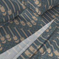 Paddle Wave Cheater Quilt Minimalism - Canoe Paddles Dusk Blue Safari