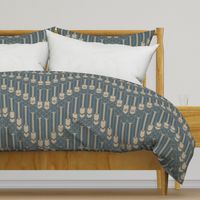 Paddle Wave Cheater Quilt Minimalism - Canoe Paddles Dusk Blue Safari