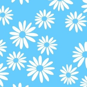 White Daisies on Blue