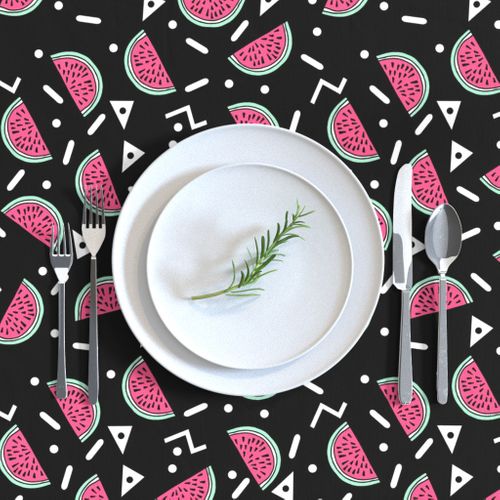 Watermelon Party - Black/Pink/Light Jade with zigzags and triangles by Andrea Lauren