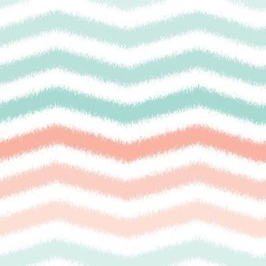 Mint and Coral Scribble Stripes