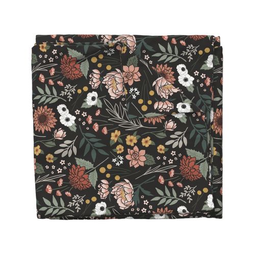 Maya Boho Floral - Rotated - Black - 18" repeat