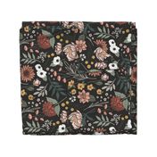 Maya Boho Floral - Rotated - Black - 18" repeat