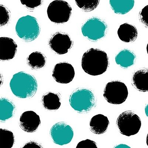 Grunge Polka Dot in Turquoise and Black