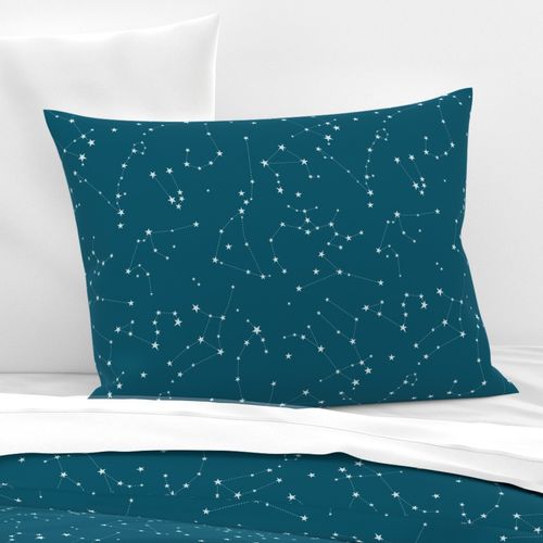 stars in the zodiac constellations on blue