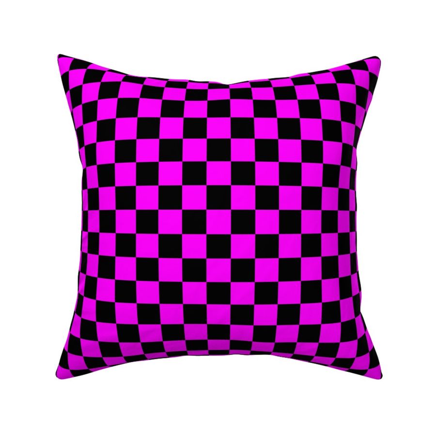 One Inch Black and Magenta Pink Checkered